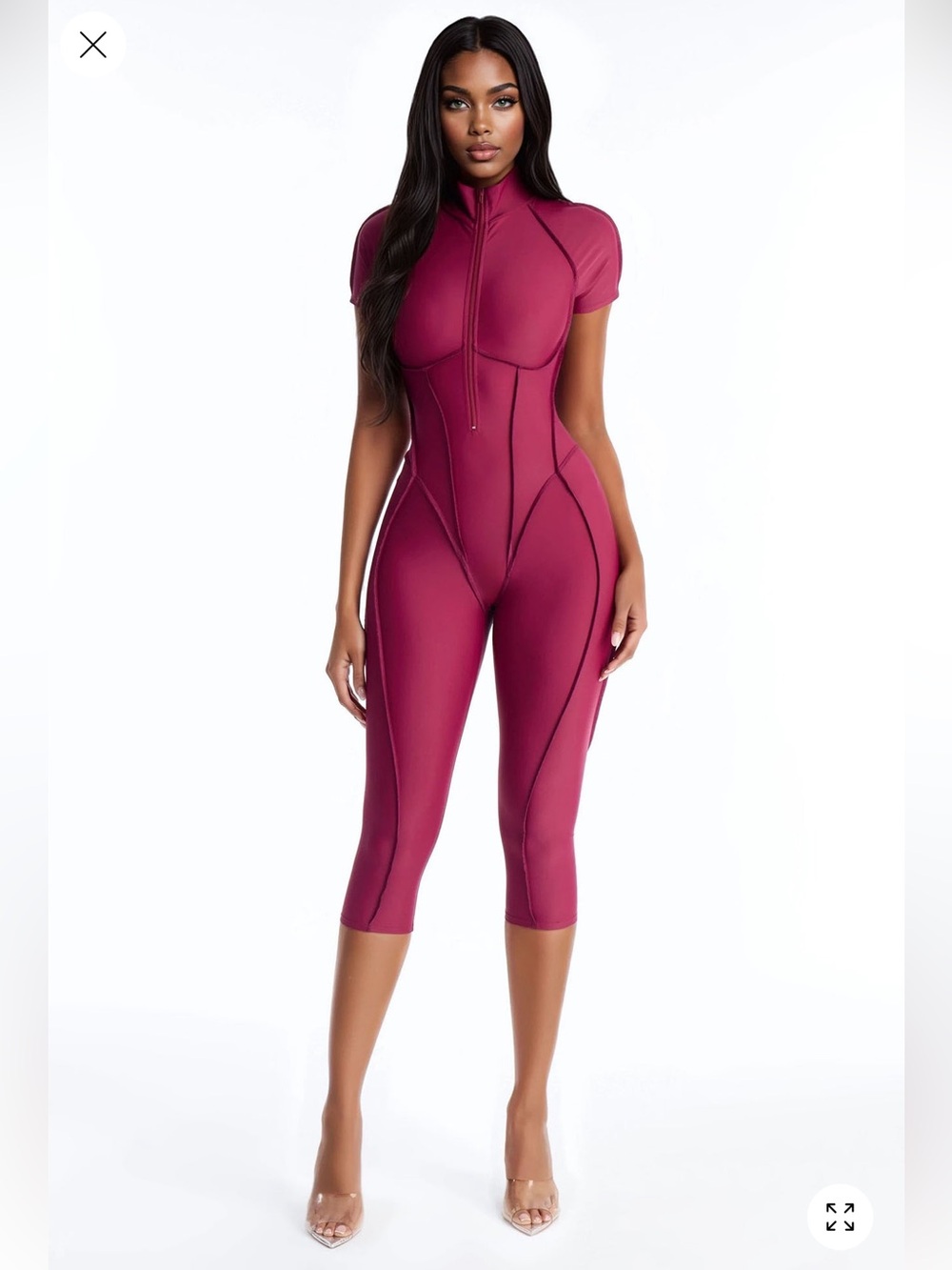 Fashion nova Backless Capri Leg Jumpsuit - Burgundy